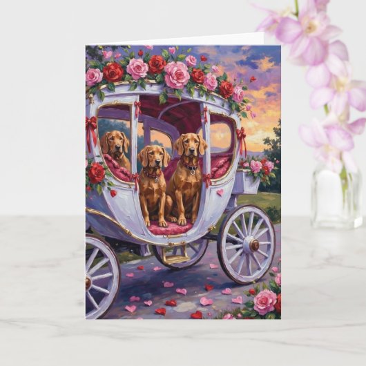 Vizsla Dog Valentine's Day Kaart (Orchidee)