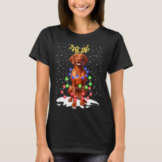 Vizsla Dog Xmas Lelijke kerstverlichting T-shirt