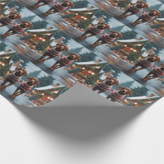 Vizsla Dogs Christmas Snow Holiday Cadeaupapier (Hoek)