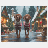 Vizsla Dogs Christmas Snow Holiday Fleece Deken (Voorkant (Horizontaal))