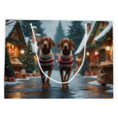 Vizsla Dogs Christmas Snow Holiday Groot Cadeauzakje (Achterkant)
