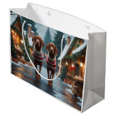 Vizsla Dogs Christmas Snow Holiday Groot Cadeauzakje (Achterkant Gekanteld)