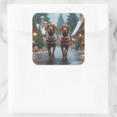 Vizsla Dogs Christmas Snow Holiday Vierkante Sticker (Tas)