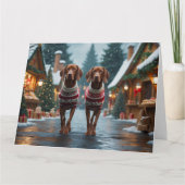 Vizsla Dogs Kerstmis Sneeuw Vakantie Kaart (Voorkant)