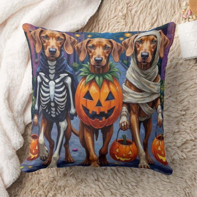 Vizsla Dogs Trick-or-Treating in Halloween Costume Kussen (Deken)