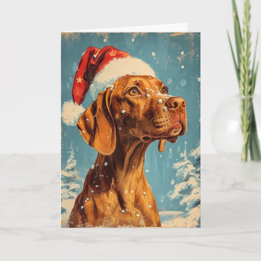 Vizsla  gepersonaliseerde kerst feestdagen kaart (Voorkant)