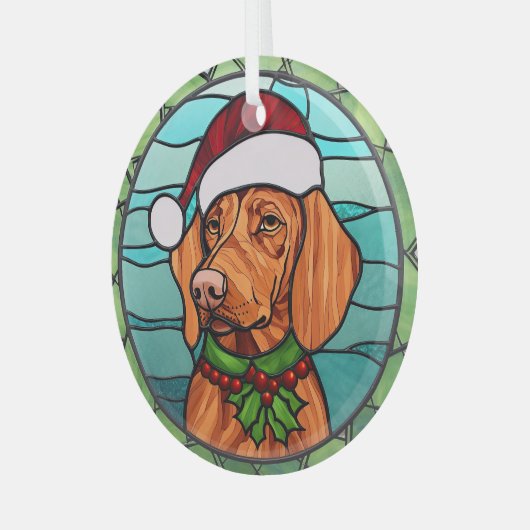 Vizsla Glas in lood Kerst Glas Ornament (Voorkant links)