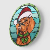Vizsla Glas in lood Kerst Grote Klok (Hoek)
