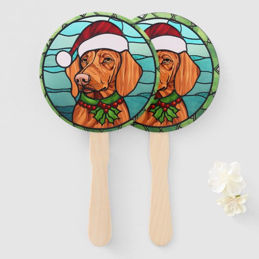 Vizsla Glas in lood Kerst Handwaaier (Voorkant en achterkant)