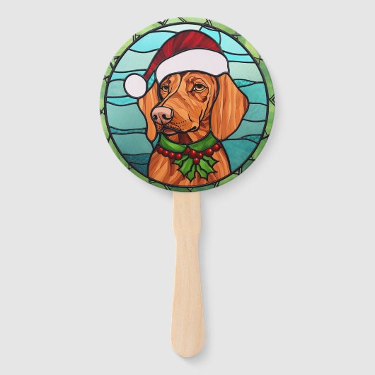 Vizsla Glas in lood Kerst Handwaaier (Voorkant)