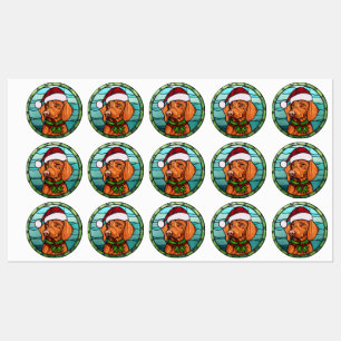 Vizsla Glas in lood Kerst Labels