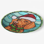 Vizsla Glas in lood Kerst Papieren Bordje (Gekanteld)