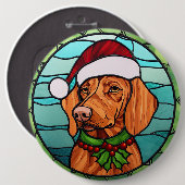 Vizsla Glas in lood Kerst Ronde Button 6,0 Cm (Voorkant /achterkant)