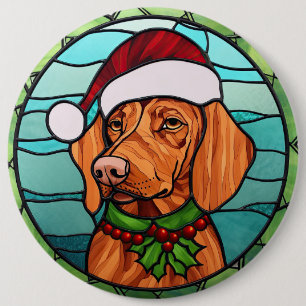 Vizsla Glas in lood Kerst Ronde Button 6,0 Cm