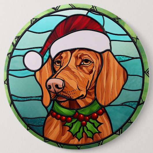 Vizsla Glas in lood Kerst Ronde Button 6,0 Cm (Voorkant)