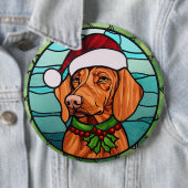 Vizsla Glas in lood Kerst Ronde Button 6,0 Cm (In situ)