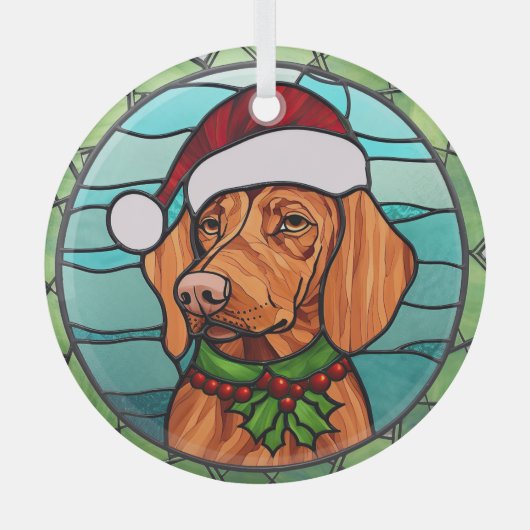 Vizsla Glas in lood Kerstmis Glas Ornament (Voorkant)