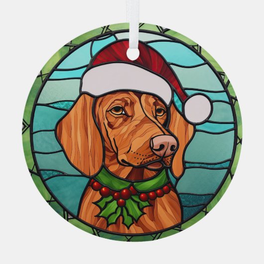 Vizsla Glas in lood Kerstmis Glas Ornament (Achterkant)