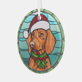Vizsla Glas in lood Kerstmis Ornament (Voorkant links)