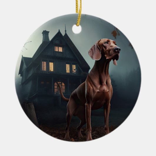 Vizsla Halloween eng Keramisch Ornament (Voorkant)