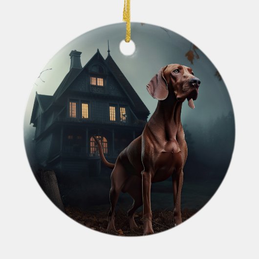 Vizsla Halloween eng Keramisch Ornament (Achterkant)