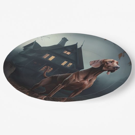 Vizsla Halloween eng Papieren Bordje (Gekanteld)