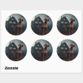 Vizsla Halloween eng Ronde Sticker (Vel)