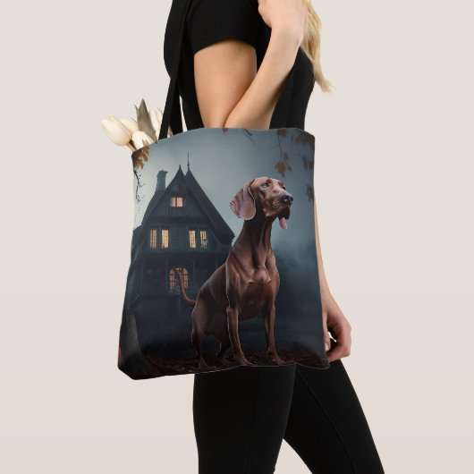 Vizsla Halloween eng Tote Bag (Dichtbij)