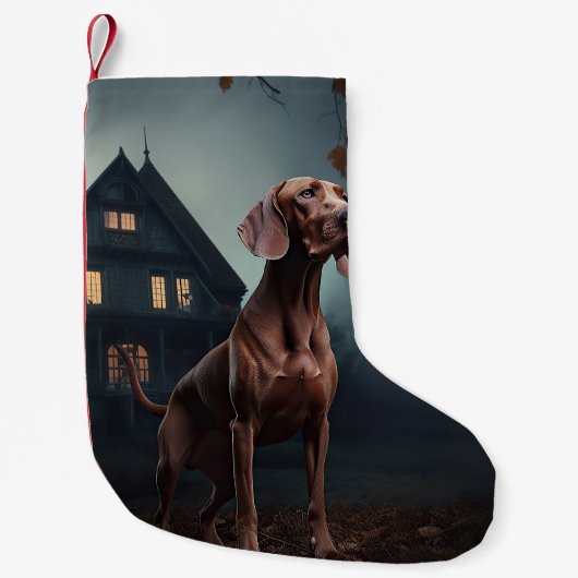 Vizsla Halloween engwekkend Kleine Kerstsok (Voorkant)
