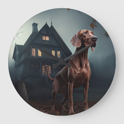 Vizsla Halloween Griezelen Grote Klok (Voorkant)