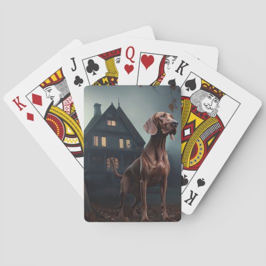 Vizsla Halloween Griezelen Pokerkaarten (Achterkant)