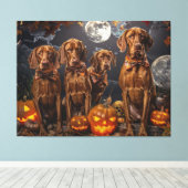 Vizsla Halloween Griezelig Canvas Afdruk (Insitu (Houten vloer))
