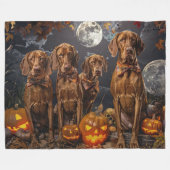Vizsla Halloween Griezelig Fleece Deken (Voorkant (Horizontaal))