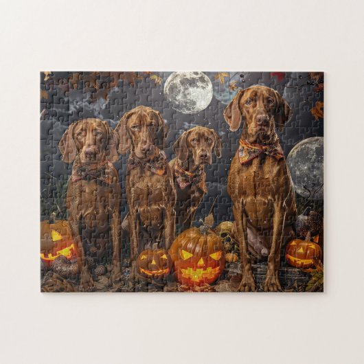 Vizsla Halloween Griezelig Legpuzzel (Horizontaal)