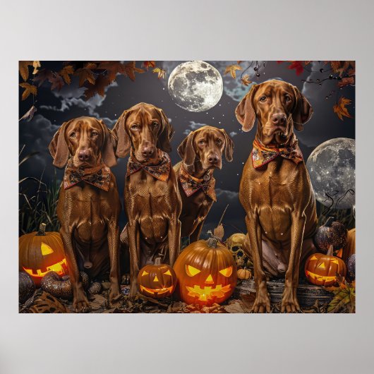 Vizsla Halloween Griezelig Poster (Voorkant)