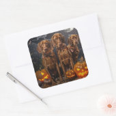 Vizsla Halloween Griezelig Vierkante Sticker (Envelop)
