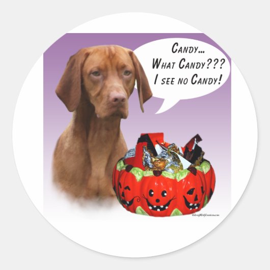 Vizsla Halloween Snoep Ronde Sticker (Voorkant)