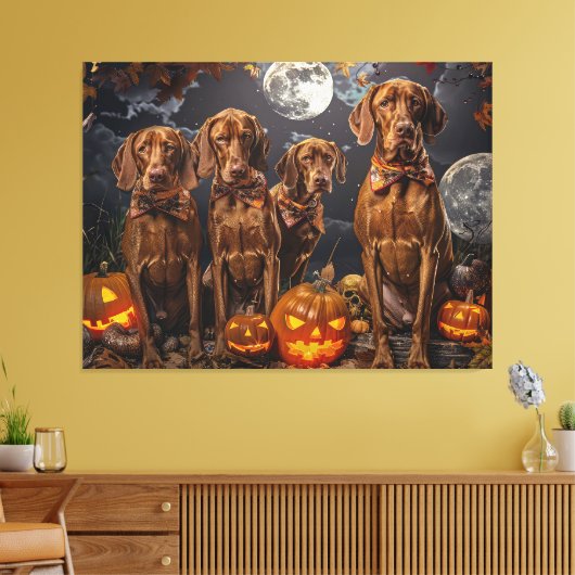 Vizsla Halloween Spooky Canvas Afdruk (Insitu (Woonkamer))