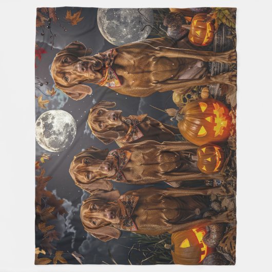 Vizsla Halloween Spooky Fleece Deken (Voorkant)