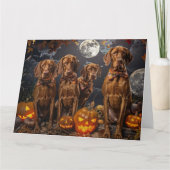 Vizsla Halloween Spooky Kaart (Voorkant)