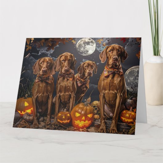 Vizsla Halloween Spooky Kaart (Voorkant)