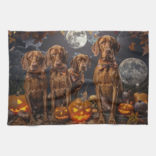 Vizsla Halloween Spooky Theedoek (Horizontaal)