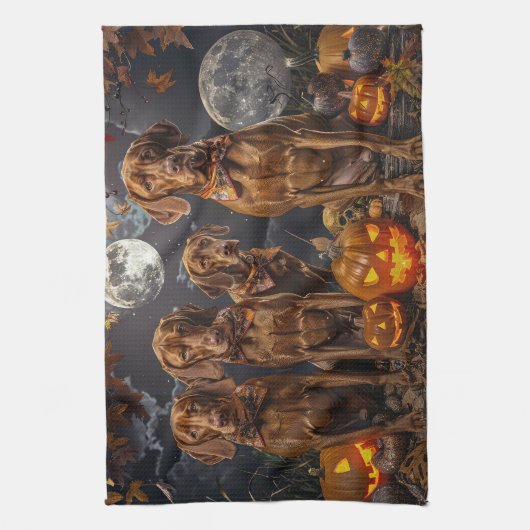 Vizsla Halloween Spooky Theedoek (Verticaal)