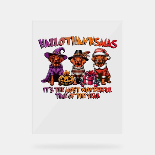 Vizsla Halloween Thanksgiving Christmas Classic T- Acryl Bord (Voorkant)