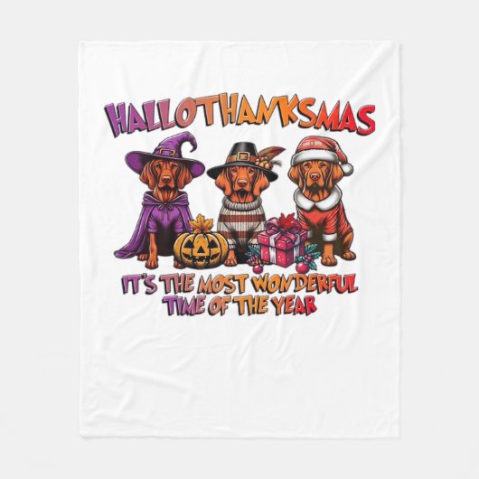 Vizsla Halloween Thanksgiving Christmas Classic T- Fleece Deken (Voorkant)