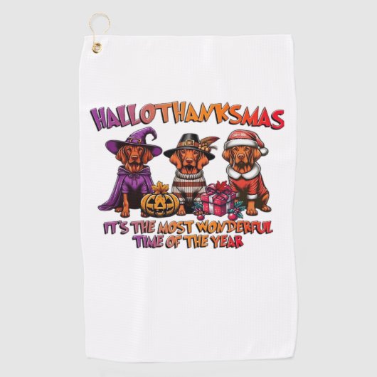 Vizsla Halloween Thanksgiving Christmas Classic T- Golfhanddoek (Voorkant)