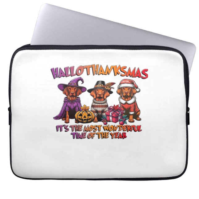 Vizsla Halloween Thanksgiving Christmas Classic T- Laptop Sleeve (Voorkant)