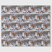 Vizsla hardlopen in de sneeuw met kerst Pet Cadeaupapier (Vlak)