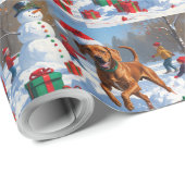 Vizsla hardlopen in de sneeuw met kerst Pet Cadeaupapier (Rol Hoek)