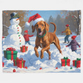 Vizsla hardlopen in de sneeuw met kerst Pet Fleece Deken (Voorkant (Horizontaal))